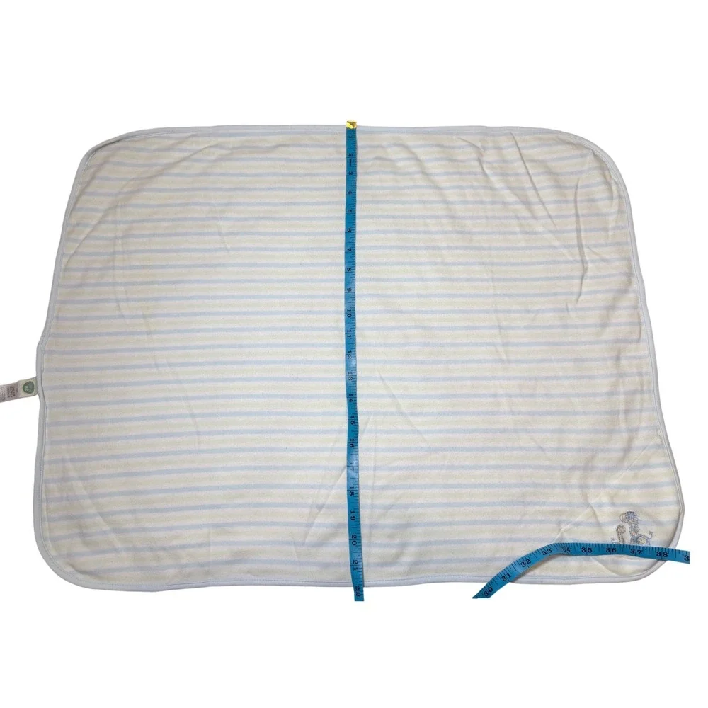 Little Me Baby‎ Blanket Blue Green Striped Giraffe Embroidered Cotton Lovey